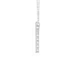 LADIES CROSS PENDANT WITH CHAIN 5CT ROUND DIAMOND 14K WHITE GOLD - Image 2
