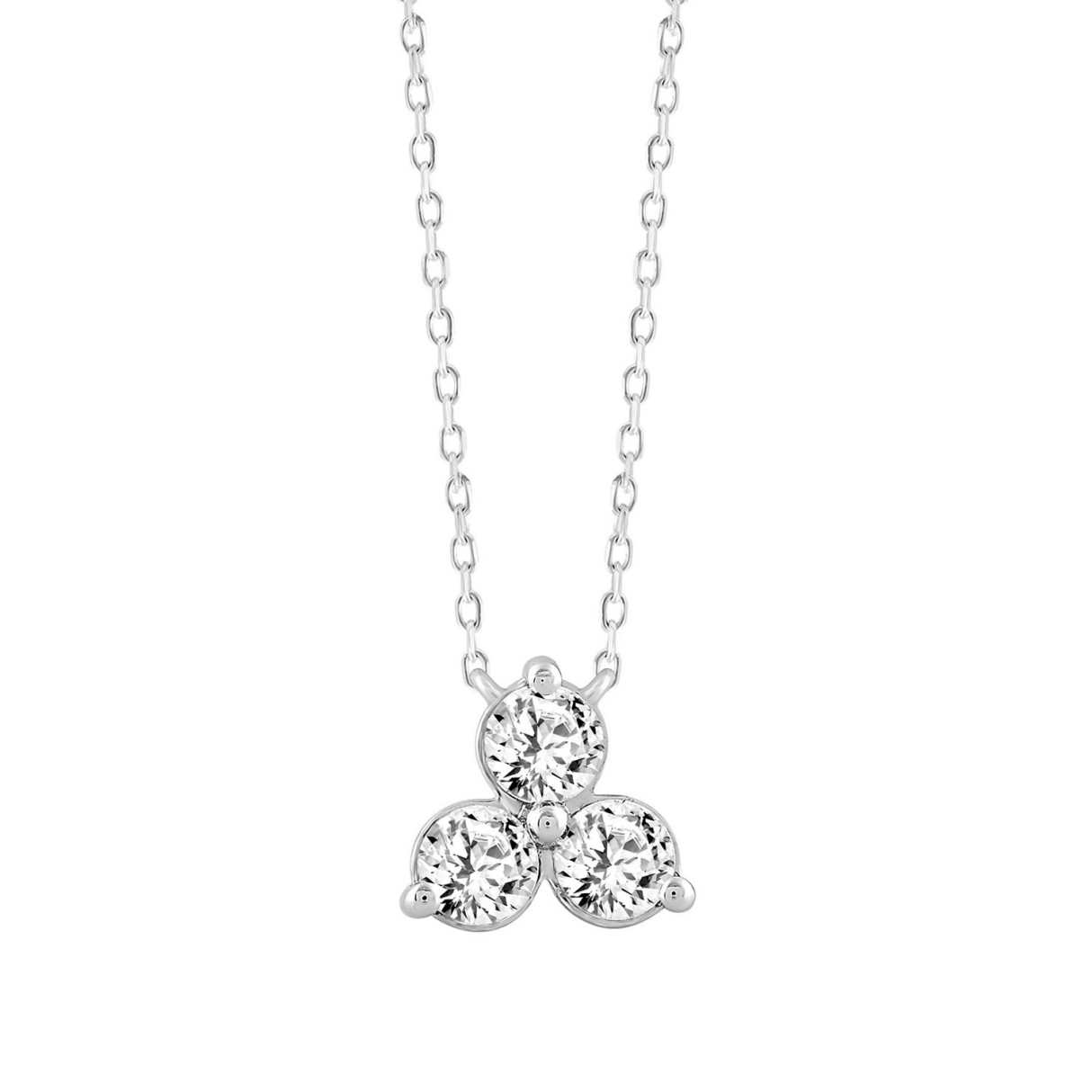 LADIES NECKLACE 1/2CT ROUND DIAMOND 18K WHITE GOLD - Image 1
