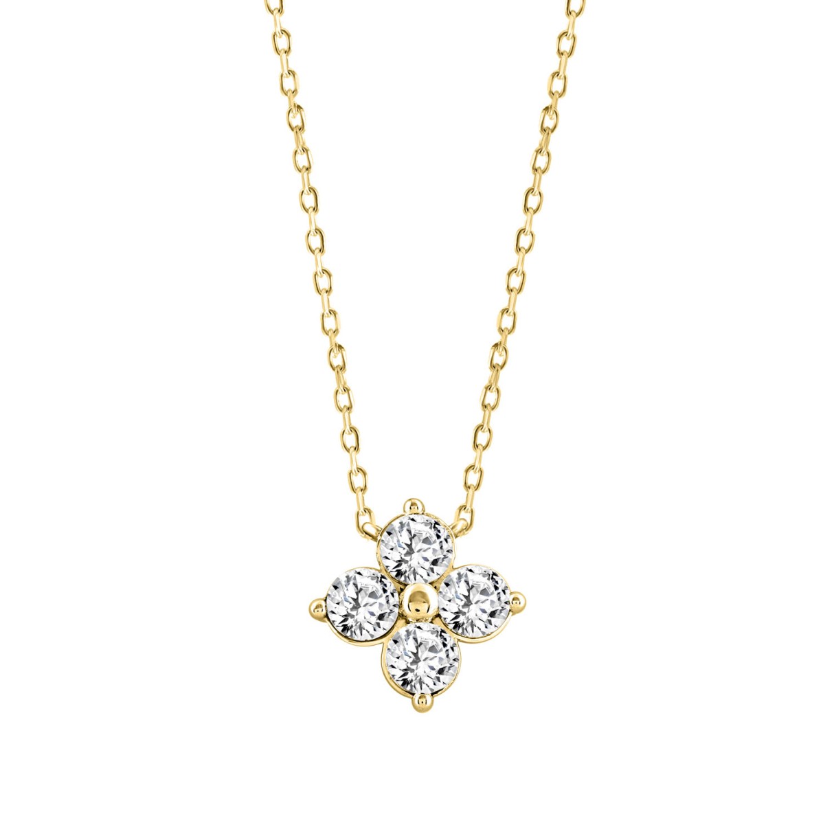 LADIES NECKLACE 1/2CT ROUND DIAMOND 18K YELLOW GOLD - Image 1