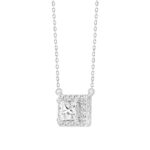 LADIES NECKLACE 1/2CT ROUND/PRINCESS DIAMOND 18K WHITE GOLD (CENTER STONE PRINCESS DIAMOND 1/3CT) - Image 3