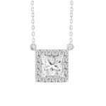 LADIES NECKLACE 1/2CT ROUND/PRINCESS DIAMOND 18K WHITE GOLD (CENTER STONE PRINCESS DIAMOND 1/3CT) - Image 4