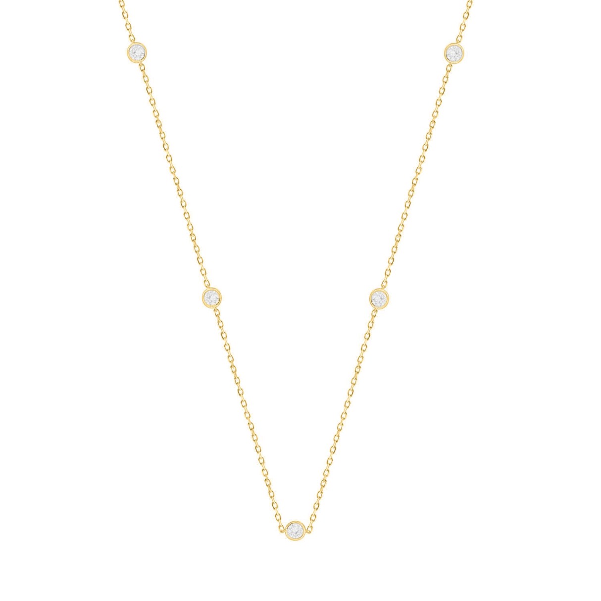 LADIES NECKLACE 1CT ROUND DIAMOND 14K YELLOW GOLD - Image 1