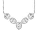 LADIES NECKLACE 2 1/2CT ROUND/PEAR/OVAL DIAMOND 14K WHITE GOLD