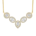 LADIES NECKLACE 2 1/2CT ROUND/PEAR/OVAL DIAMOND 14K YELLOW GOLD
