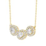LADIES NECKLACE 2 1/2CT ROUND/PEAR/OVAL DIAMOND 14K YELLOW GOLD (CENTER STONE ROUND/PEAR/OVAL DIAMOND 1/2CT 3/4CT 5/8CT ) - Image 3