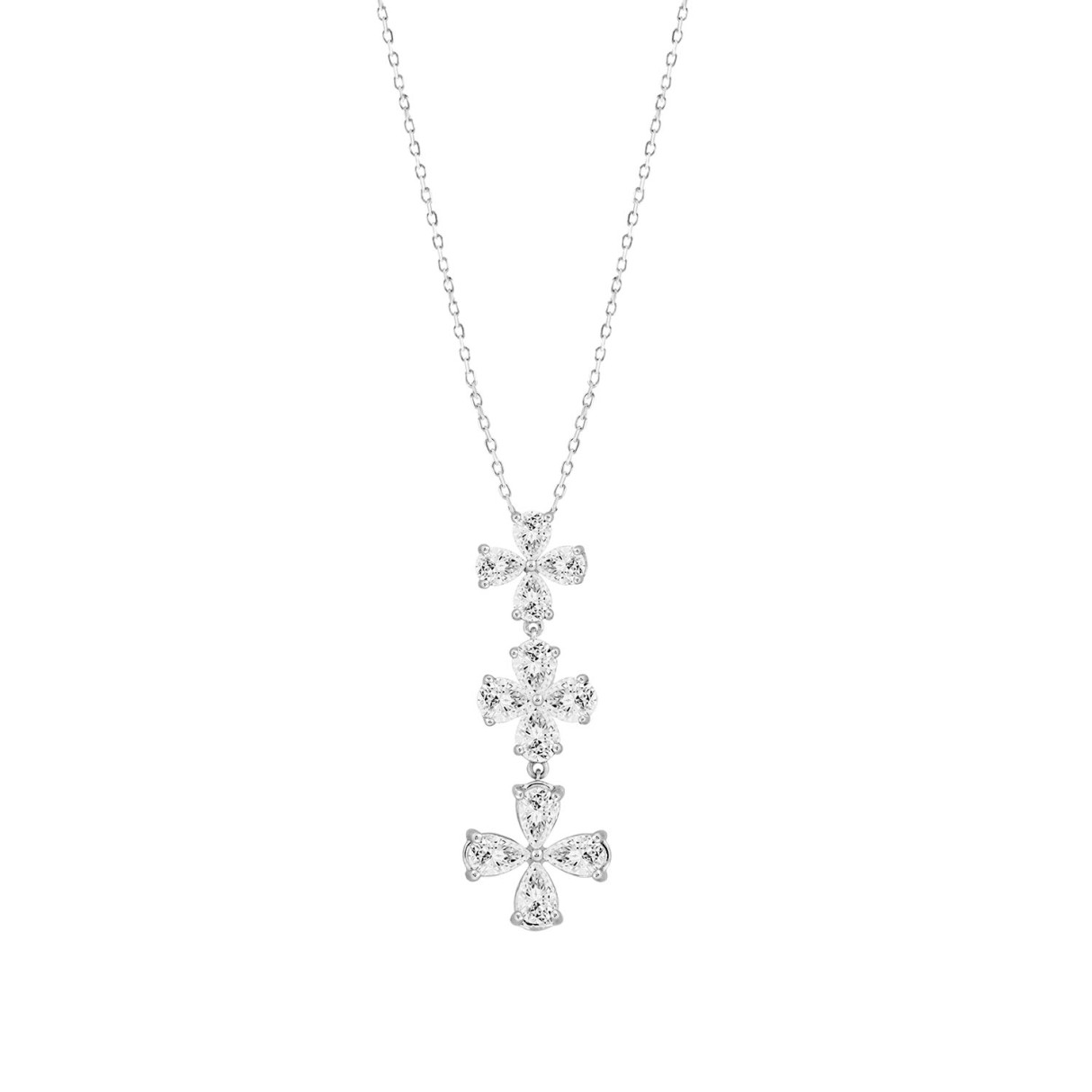 LADIES NECKLACE 2CT PEAR DIAMOND 14K WHITE GOLD - Image 1