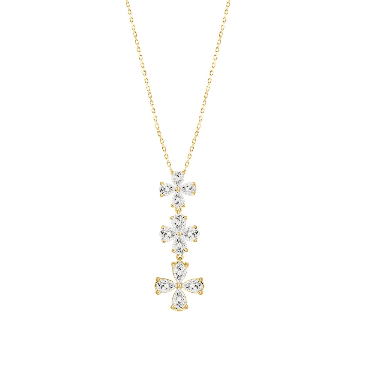 LADIES NECKLACE 2CT PEAR DIAMOND 14K YELLOW GOLD - Image 1