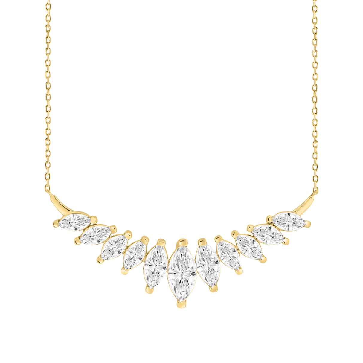 LADIES NECKLACE 4CT MARQUISE DIAMOND 14K YELLOW GOLD - Image 1