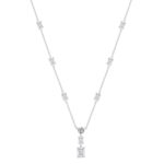 LADIES NECKLACE 7 1/2CT ROUND/EMERALD DIAMOND 14K WHITE GOLD