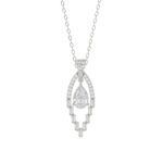 LADIES PENDANT 1 1/2CT ROUND/BAGUETTE/PEAR DIAMOND 14K WHITE GOLD
