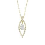 LADIES PENDANT 1 1/2CT ROUND/BAGUETTE/PEAR DIAMOND 14K YELLOW GOLD