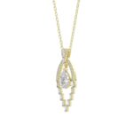 LADIES PENDANT 1 1/2CT ROUND/BAGUETTE/PEAR DIAMOND 14K YELLOW GOLD - Image 3