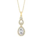 LADIES PENDANT 1 1/2CT ROUND/PEAR DIAMOND 14K YELLOW GOLD