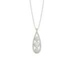 LADIES PENDANT 1 3/4CT ROUND DIAMOND 14K WHITE GOLD WITH CHAIN