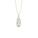 LADIES PENDANT 1 3/4CT ROUND DIAMOND 14K YELLOW GOLD WITH CHAIN