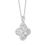 LADIES PENDANT 1CT ROUND/PEAR DIAMOND 14K WHITE GOLD - Image 2