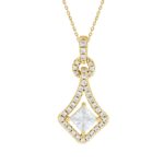 LADIES PENDANT 3/4CT ROUND/PRINCESS DIAMOND 14K YELLOW  GOLD
