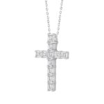 LADIES PENDANT 3CT EMERALD DIAMOND 14K WHITE GOLD - Image 3