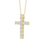 LADIES PENDANT 3CT EMERALD DIAMOND 14K YELLOW GOLD - Image 3