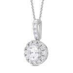 LADIES PENDANT WITH CHAIN 1 1/2CT ROUND DIAMOND 14K WHITE GOLD (CENTER STONE ROUND DIAMOND 1CT) - Image 3