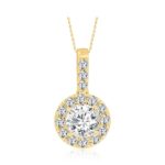 LADIES PENDANT WITH CHAIN 1 1/2CT ROUND DIAMOND 14K YELLOW GOLD (CENTER STONE ROUND DIAMOND 1CT)
