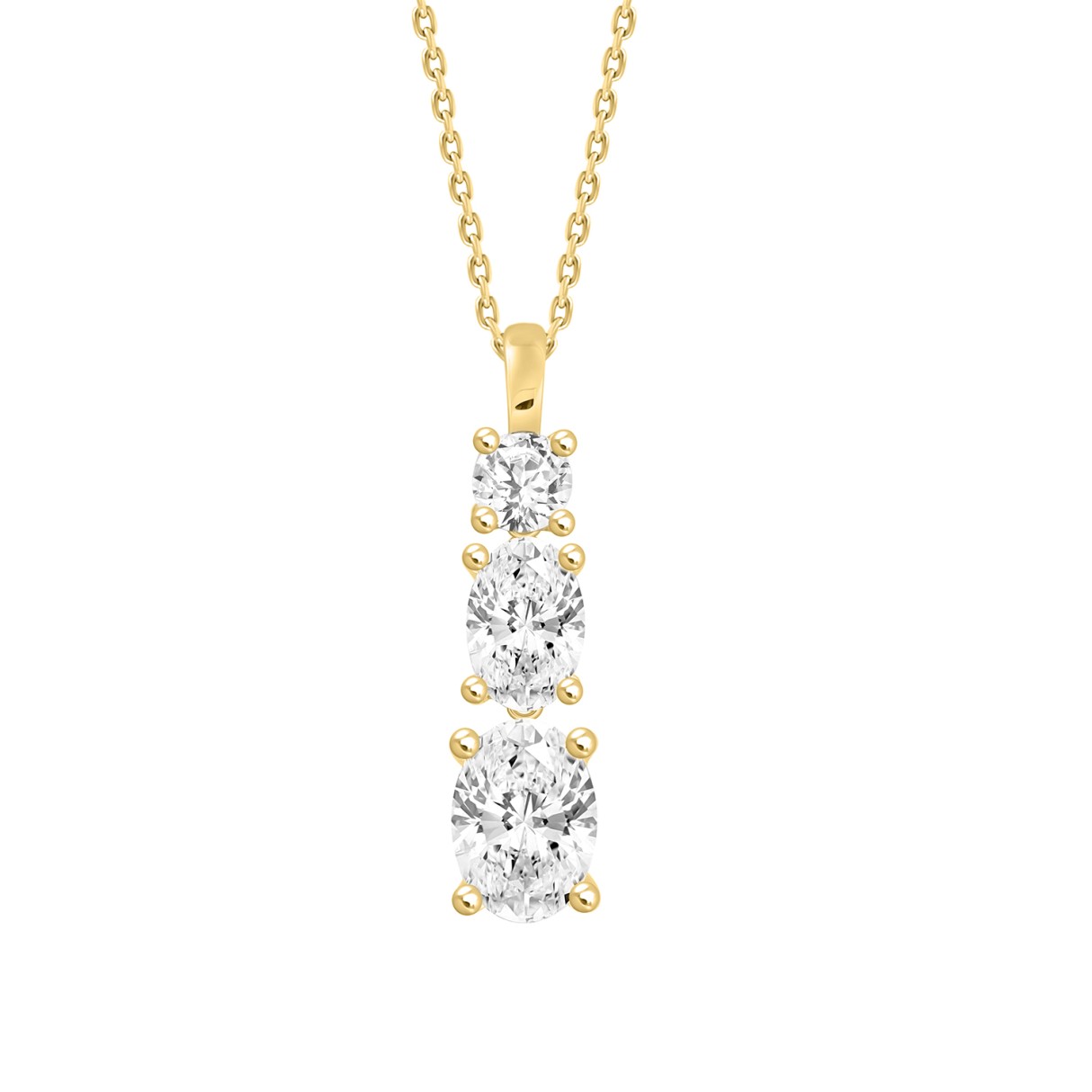 LADIES PENDANT WITH CHAIN 1 3/8CT ROUND/OVAL DIAMOND 14K YELLOW GOLD - Image 1