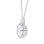 LADIES PENDANT WITH CHAIN 1/2CT ROUND/OVAL DIAMOND 18K WHITE GOLD (CENTER STONE OVAL DIAMOND 1/3CT) - Image 2