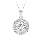 LADIES PENDANT WITH CHAIN 1CT ROUND DIAMOND 14K WHITE GOLD (CENTER STONE ROUND DIAMOND 3/4CT )