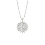 LADIES PENDANT WITH CHAIN 1CT ROUND/MARQUISE DIAMOND 14K WHITE GOLD
