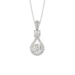 LADIES PENDANT WITH CHAIN 2 1/2CT ROUND DIAMOND 14K WHITE GOLD (CENTER STONE ROUND DIAMOND 1 1/2CT )