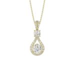 LADIES PENDANT WITH CHAIN 2 1/2CT ROUND DIAMOND 14K YELLOW GOLD (CENTER STONE ROUND DIAMOND 1 1/2CT )