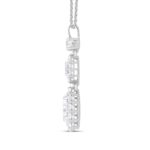 LADIES PENDANT WITH CHAIN 2 1/4CT ROUND/OVAL DIAMOND 14K WHITE GOLD (CENTER STONE OVAL DIAMOND 1CT ) - Image 3