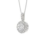 LADIES PENDANT WITH CHAIN 2 3/4CT ROUND DIAMOND 14K WHITE GOLD (CENTER STONE ROUND DIAMOND 2CT ) - Image 3