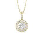 LADIES PENDANT WITH CHAIN 2 3/4CT ROUND DIAMOND 14K YELLOW GOLD (CENTER STONE ROUND DIAMOND 2CT )