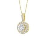 LADIES PENDANT WITH CHAIN 2 3/4CT ROUND DIAMOND 14K YELLOW GOLD (CENTER STONE ROUND DIAMOND 2CT ) - Image 3
