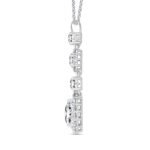 LADIES PENDANT WITH CHAIN 2CT PEAR/ROUND/OVAL DIAMOND 14K WHITE GOLD - Image 3