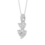 LADIES PENDANT WITH CHAIN 7/8CT ROUND/HEART DIAMOND 18K WHITE GOLD - Image 3