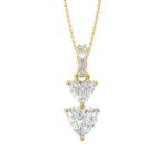 LADIES PENDANT WITH CHAIN 7/8CT ROUND/HEART DIAMOND 18K YELLOW GOLD
