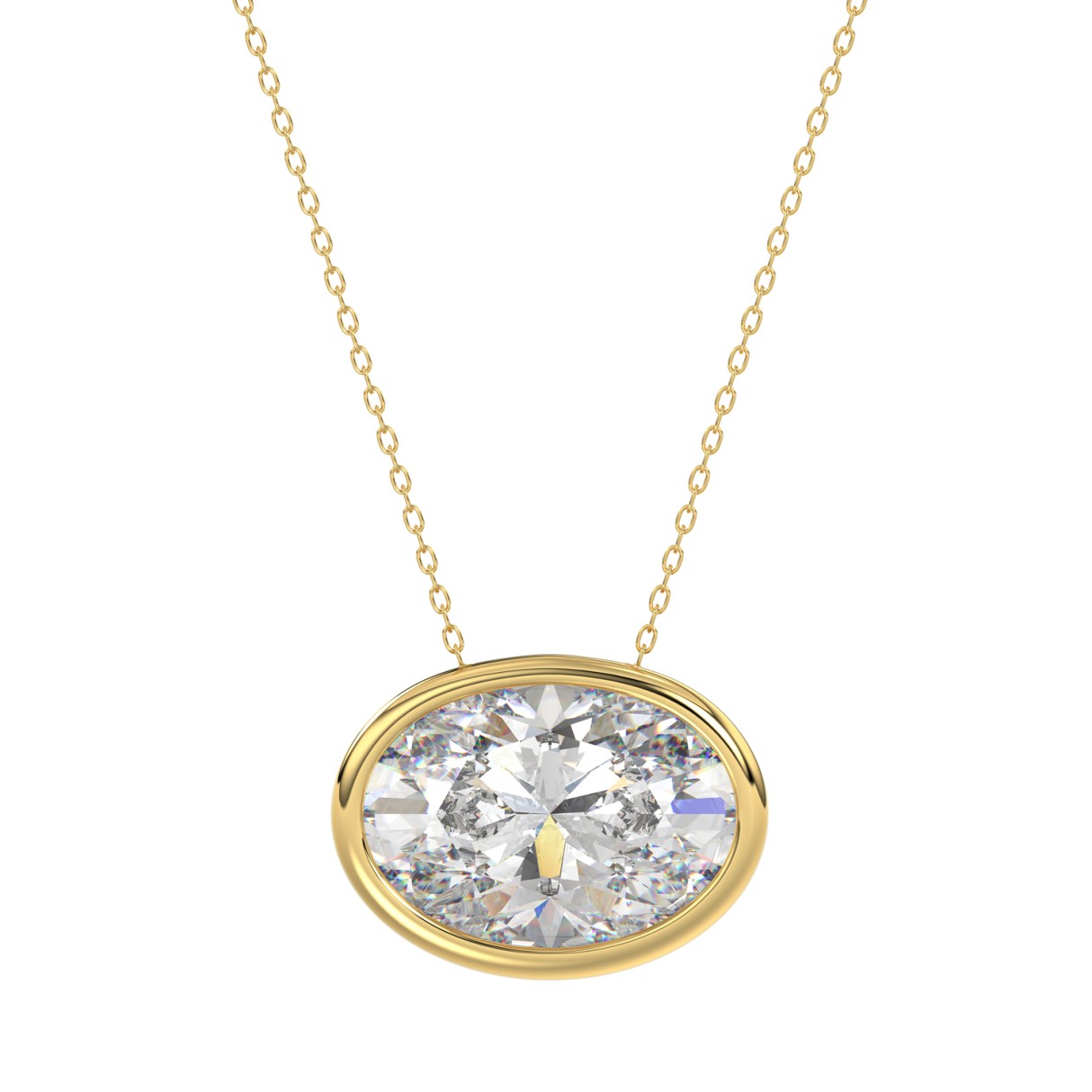 LADIES SOLITAIRE PENDANT 3.00CT OVAL DIAMOND 14K YELLOW GOLD - Image 1