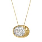 LADIES SOLITAIRE PENDANT 3.00CT OVAL DIAMOND 14K YELLOW GOLD - Image 3