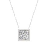 LADIES SOLITAIRE PENDANT 3CT PRINCESS DIAMOND 14K WHITE GOLD