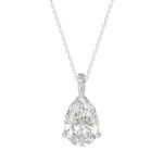 LADIES SOLITAIRE PENDANT 4CT PEAR DIAMOND 14K WHITE GOLD