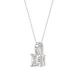 LADIES SOLITAIRE PENDANT WITH CHAIN 1 1/2CT PRINCESS DIAMOND 14K WHITE GOLD - Image 3