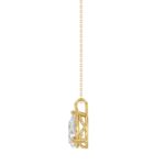 LADIES SOLITAIRE PENDANT WITH CHAIN 1/2CT PEAR DIAMOND 14K YELLOW GOLD - Image 2