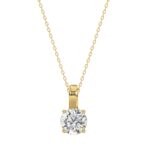 LADIES SOLITAIRE PENDANT WITH CHAIN 1/2CT ROUND DIAMOND 18K YELLOW GOLD