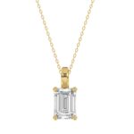 LADIES SOLITAIRE PENDANT WITH CHAIN 2 1/2CT EMERALD DIAMOND 14K YELLOW GOLD