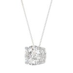 LADIES SOLITAIRE PENDANT WITH UNDER-PASS CHAIN 3CT ROUND DIAMOND 14K WHITE GOLD - Image 3
