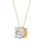 LADIES SOLITAIRE PENDANT WITH UNDER-PASS CHAIN 3CT ROUND DIAMOND 14K YELLOW GOLD - Image 3