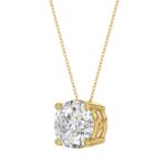 LADIES SOLITAIRE PENDANT WITH UNDER-PASS CHAIN 4CT ROUND DIAMOND 14K YELLOW GOLD - Image 3