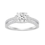 14K WHITE GOLD 1 1/2CT ROUND/PRINCESS DIAMOND LADIES BRIDAL RING (CENTER STONE PRINCESS DIAMOND 1CT)
